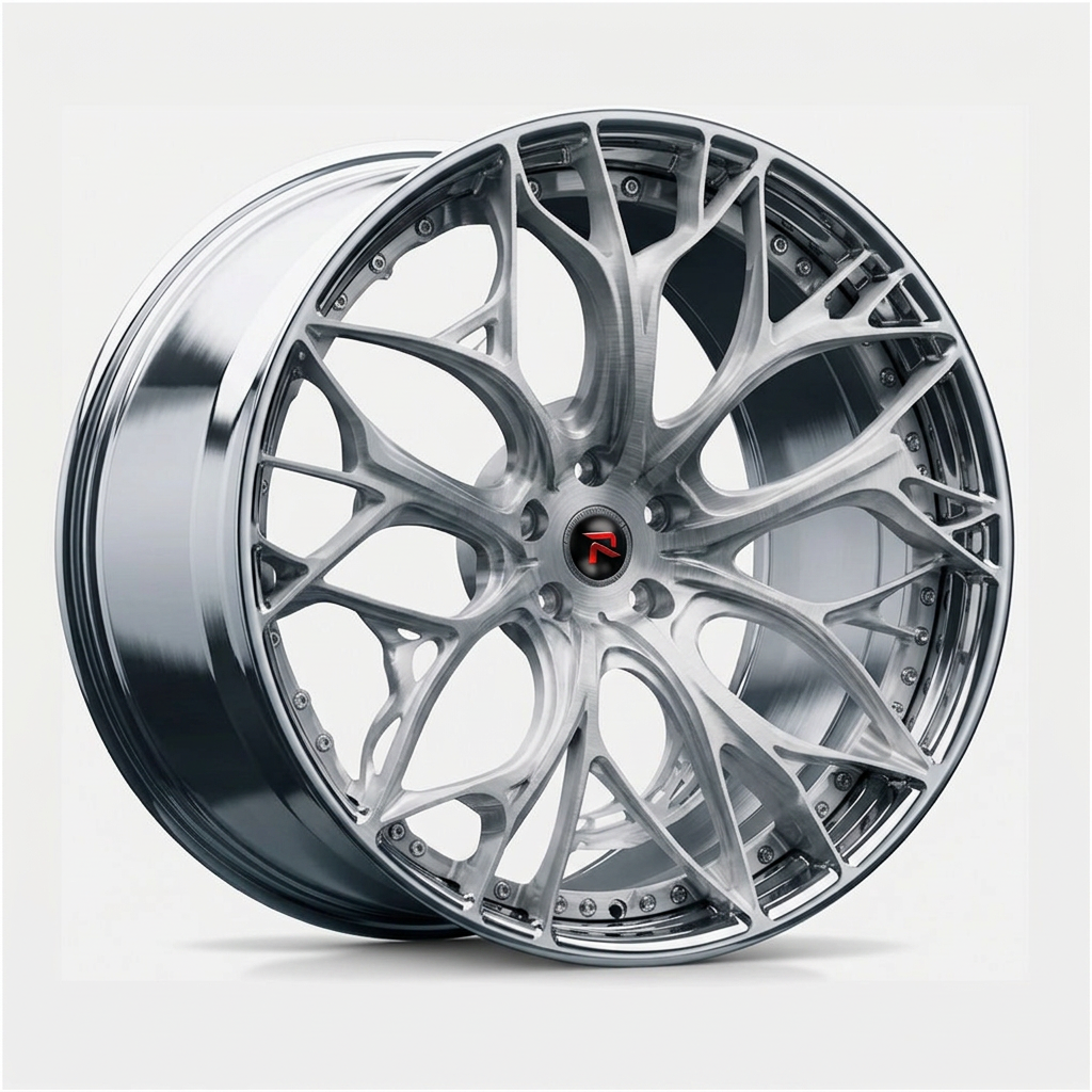 RZR XXI forged wheel — Brushed Silver / Polished Lip