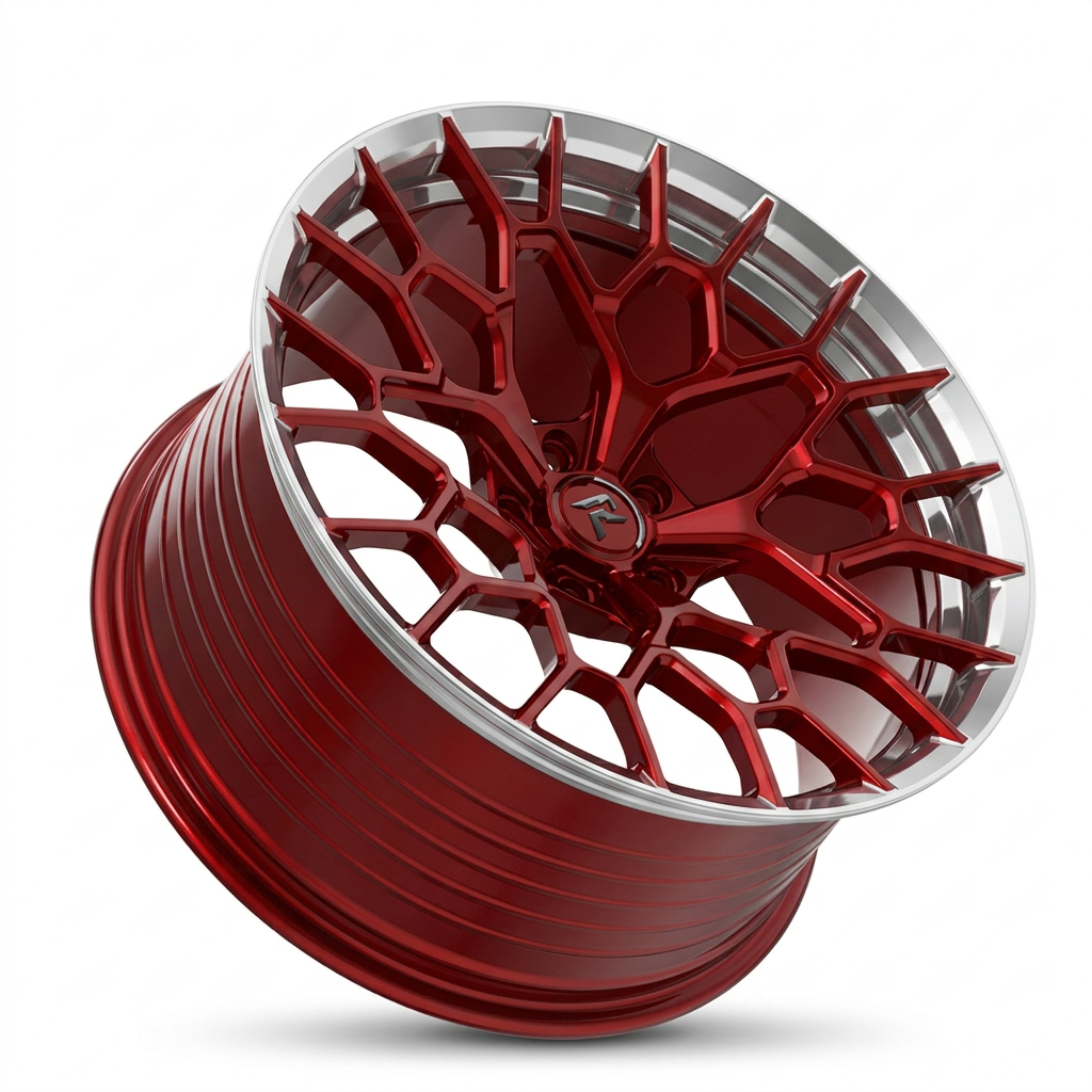 RZR LXXXIII forged wheel — Candy Red / Polished Lip