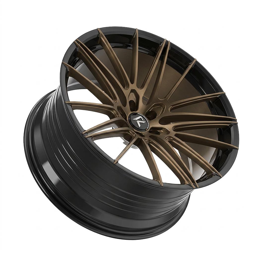 RZR LXXIII forged wheel — Satin Bronze / Gloss Black Lip