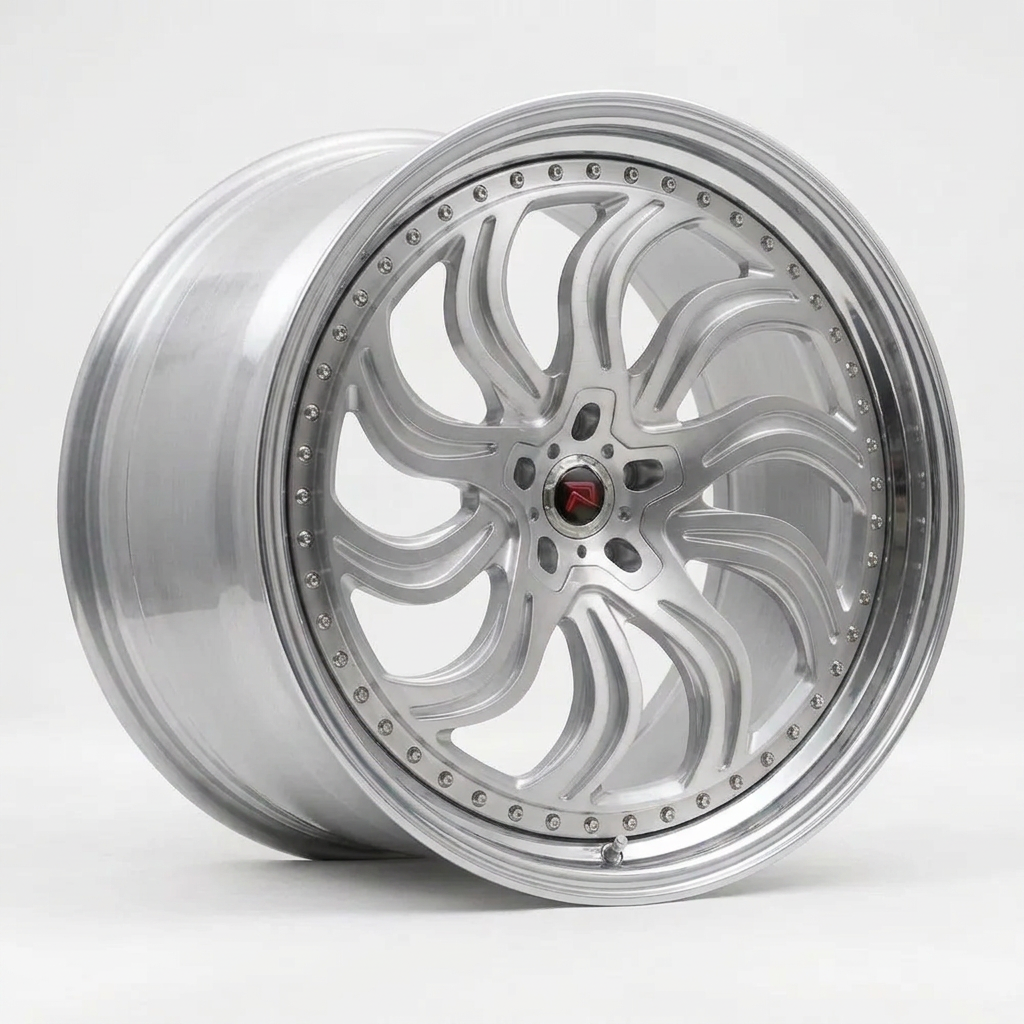 RZR XXXIII forged wheel — Brushed Silver / Polished Lip