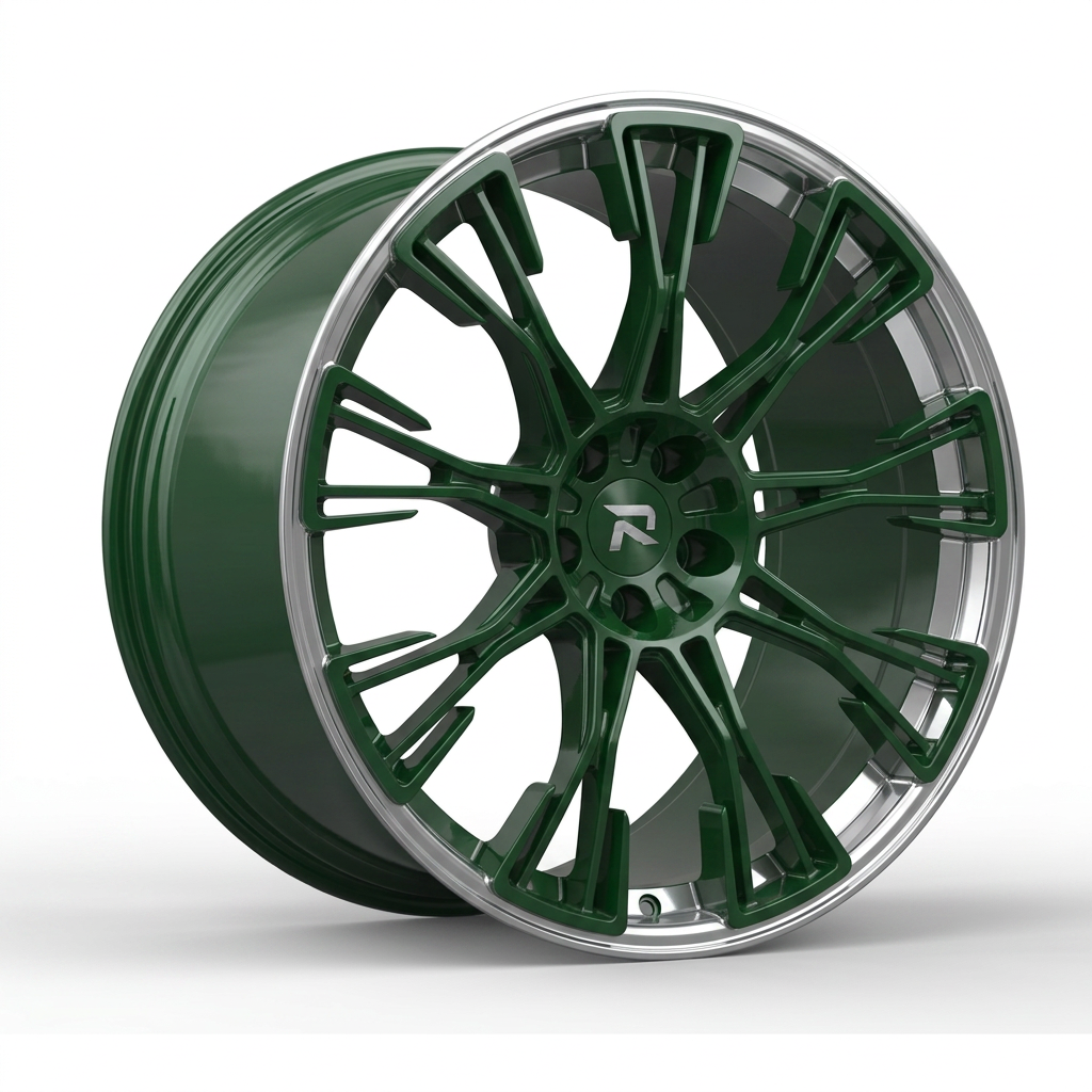 RZR CLXXX forged wheel — British Racing Green / Polished Lip