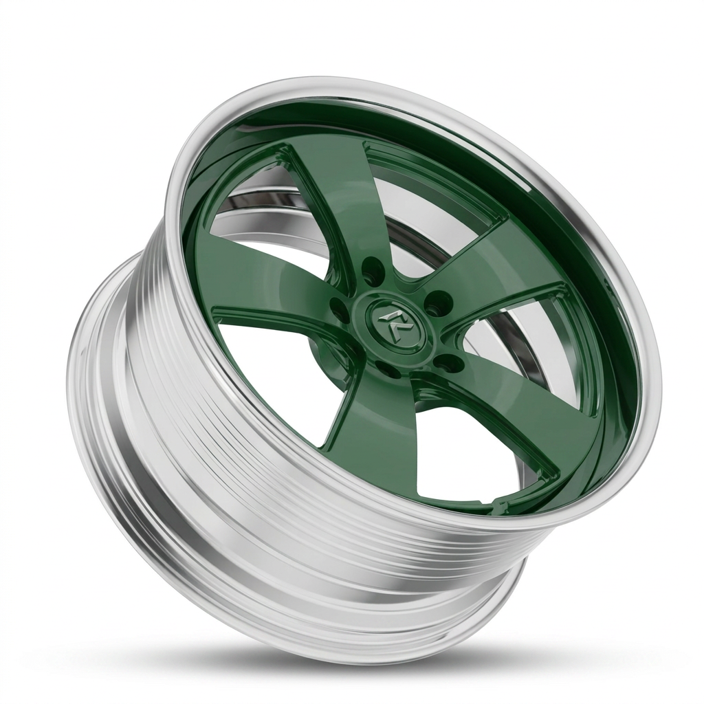 RZR LXVII forged wheel — British Racing Green / Polished Lip