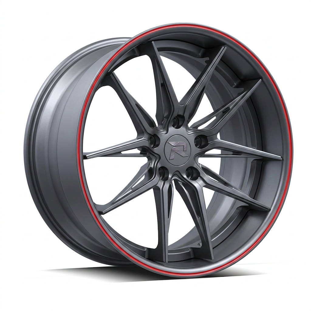 RZR C forged wheel — Gunmetal / Red Pinstripe