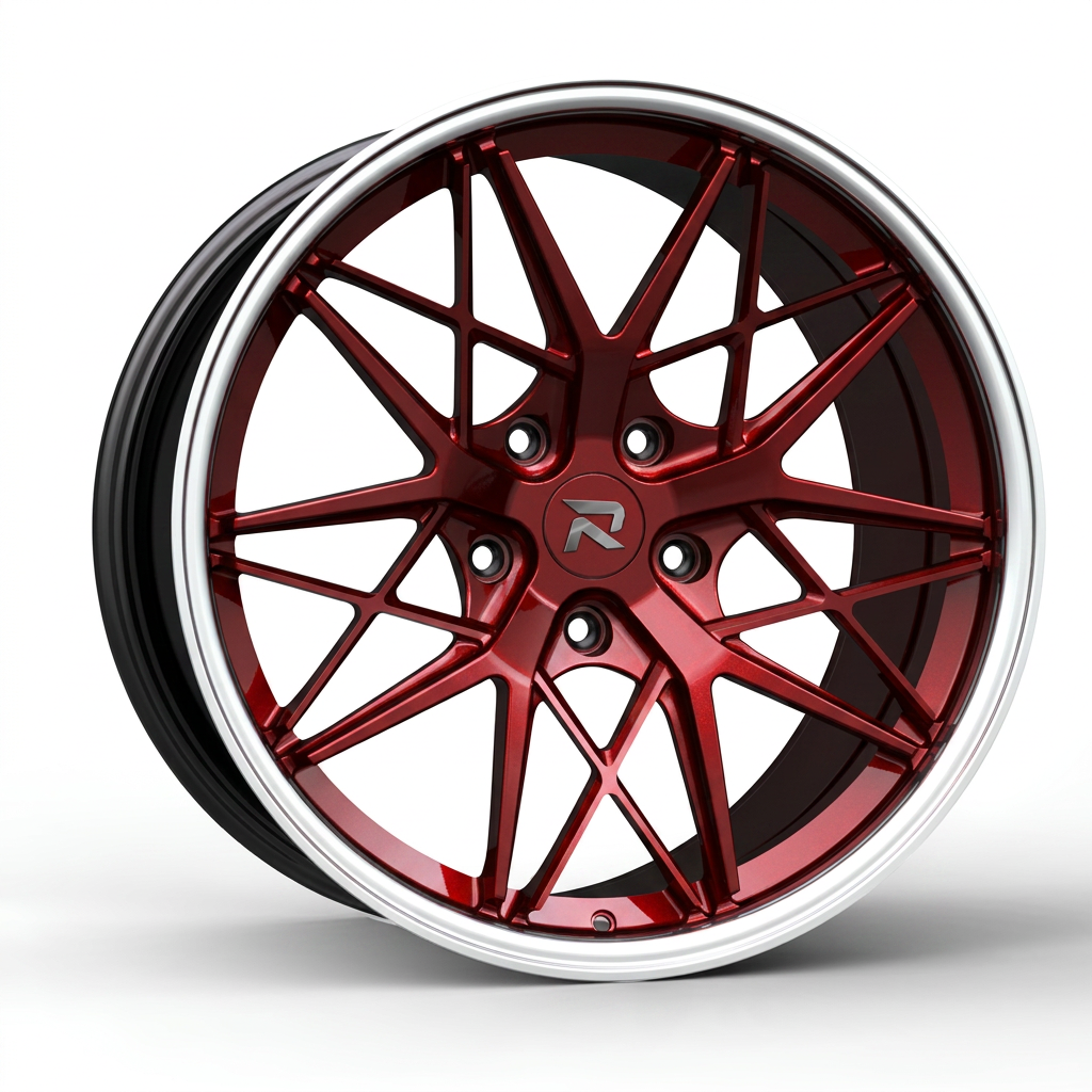 RZR CLXXIII forged wheel — Candy Red / Polished Lip