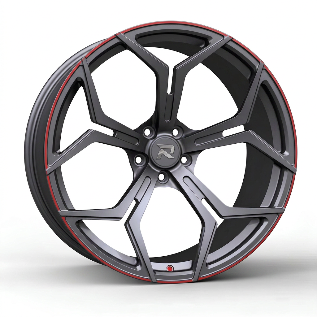 RZR CLXXV forged wheel — Gunmetal / Red Pinstripe