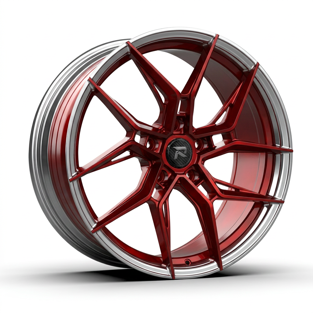 RZR CXXII forged wheel — Candy Red / Polished Lip