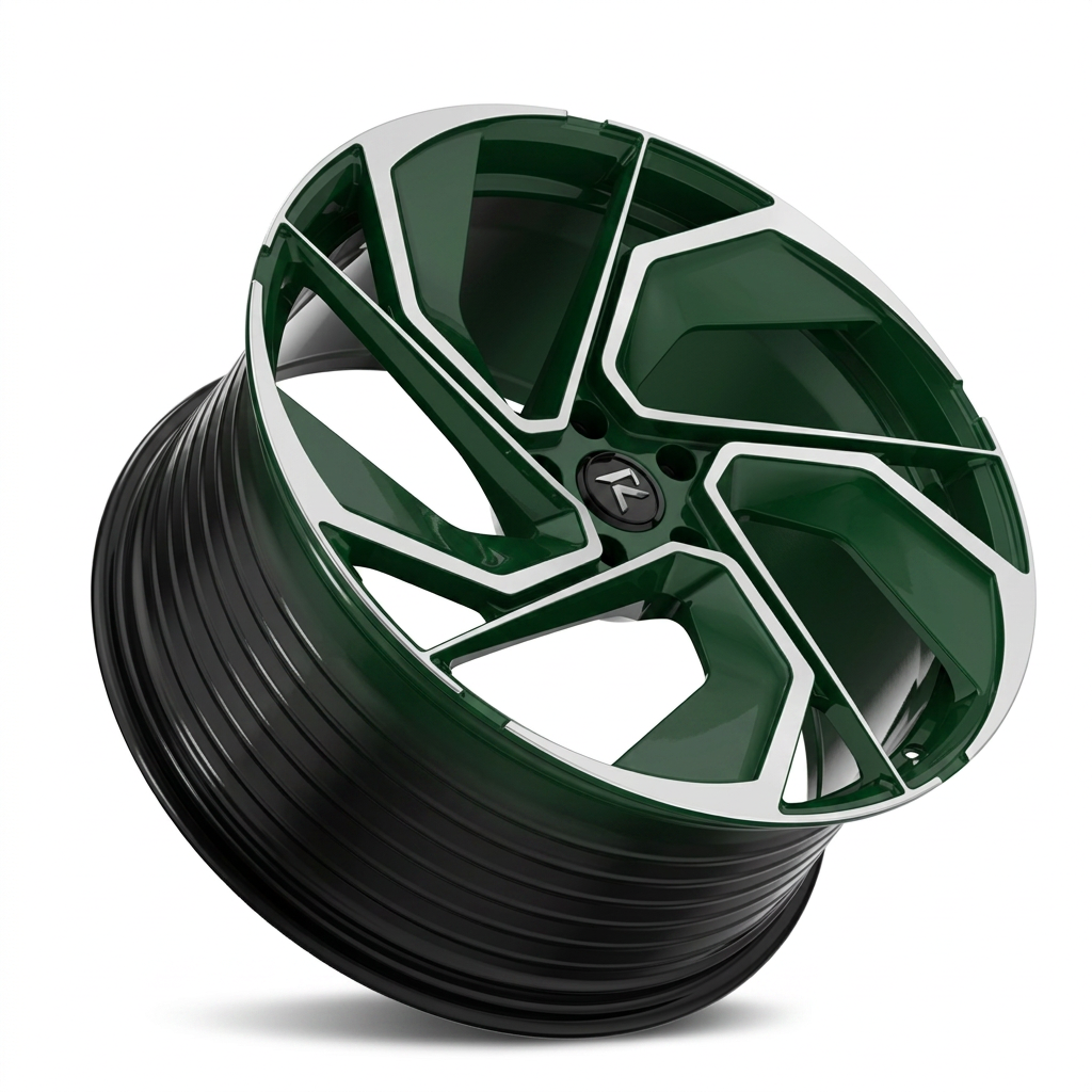 RZR LXXXI forged wheel — British Racing Green / Polished Lip