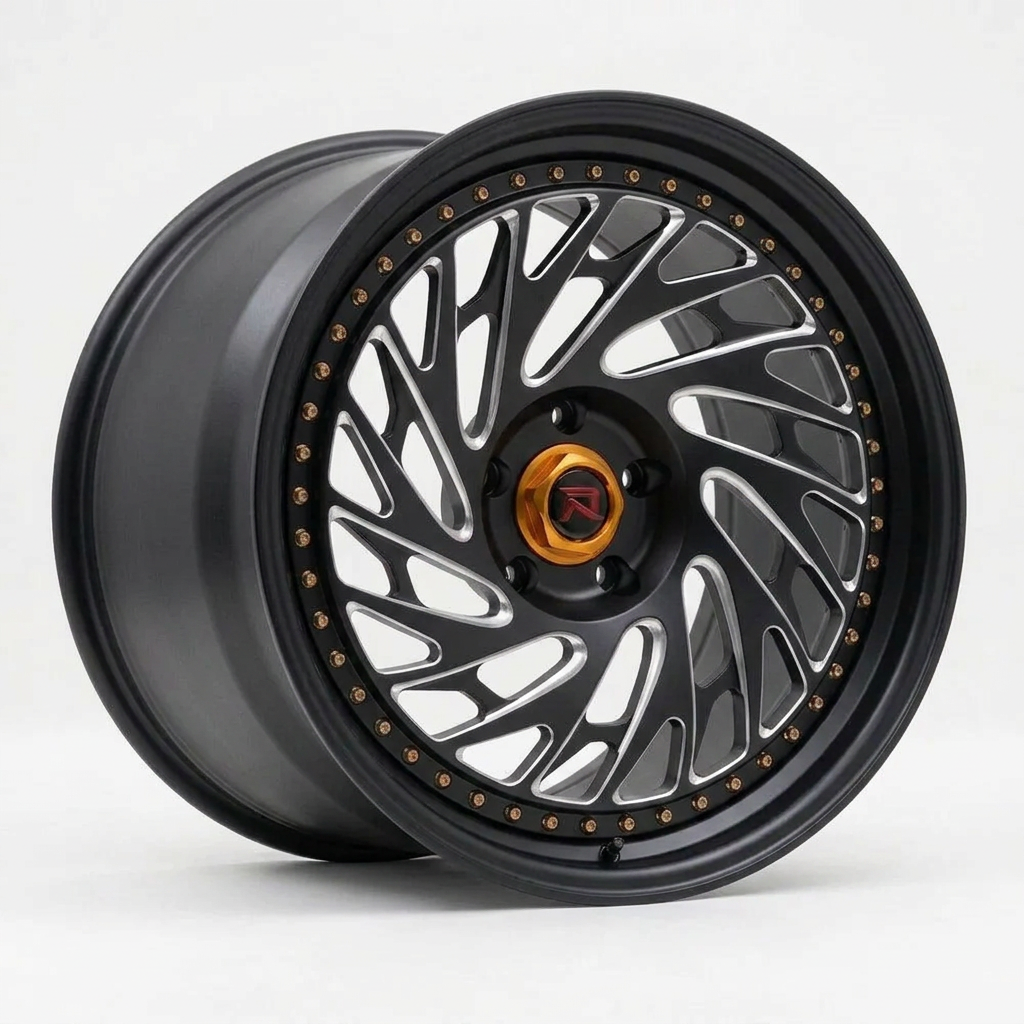RZR LVI forged wheel — Matte Black / Milled Edges