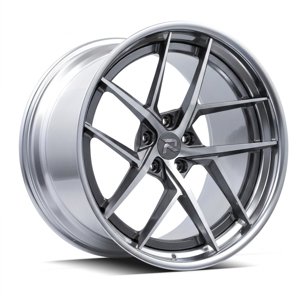 RZR CVII forged wheel — Graphite Machined / Polished Lip