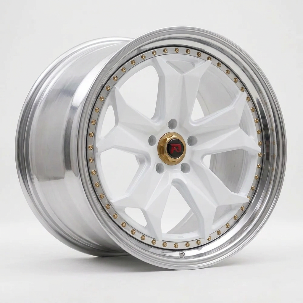 RZR XXXIV forged wheel — Gloss White / Polished Lip