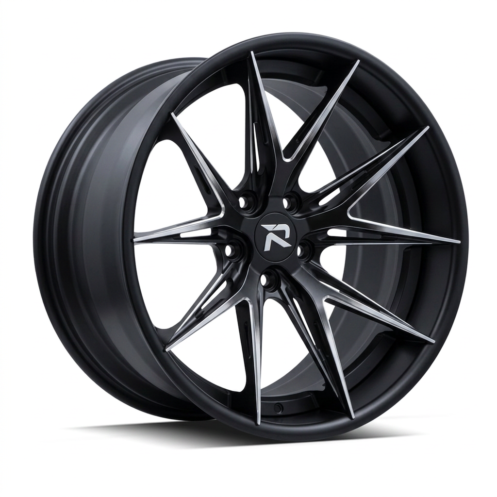 RZR XCII forged wheel — Matte Black / Milled Edges