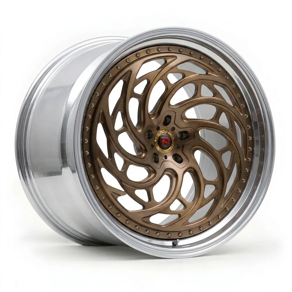 RZR XXVIII forged wheel — Brushed Bronze / Polished Lip