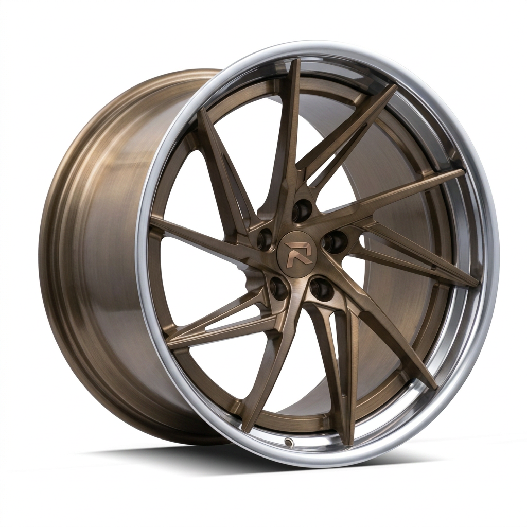 RZR XCIX forged wheel — Brushed Bronze / Polished Lip
