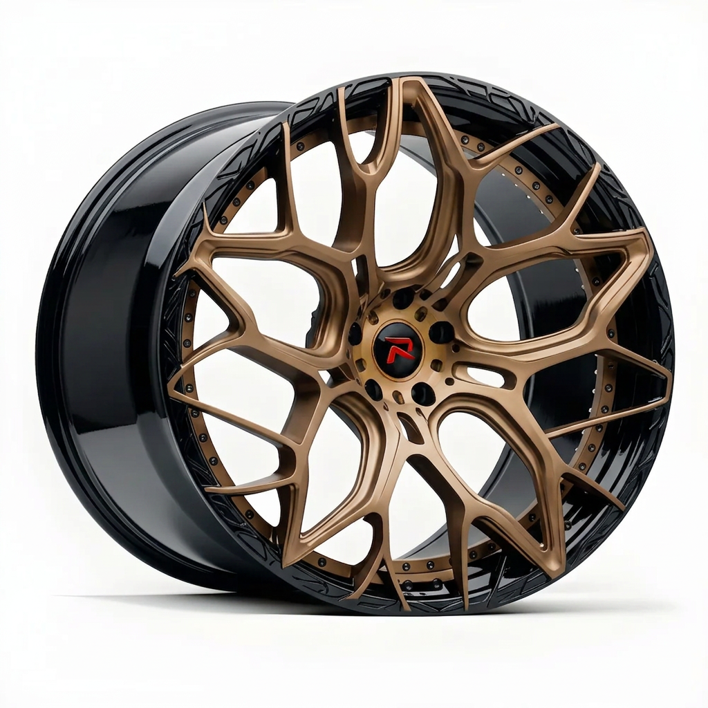 RZR XVII forged wheel — Satin Bronze / Gloss Black Lip