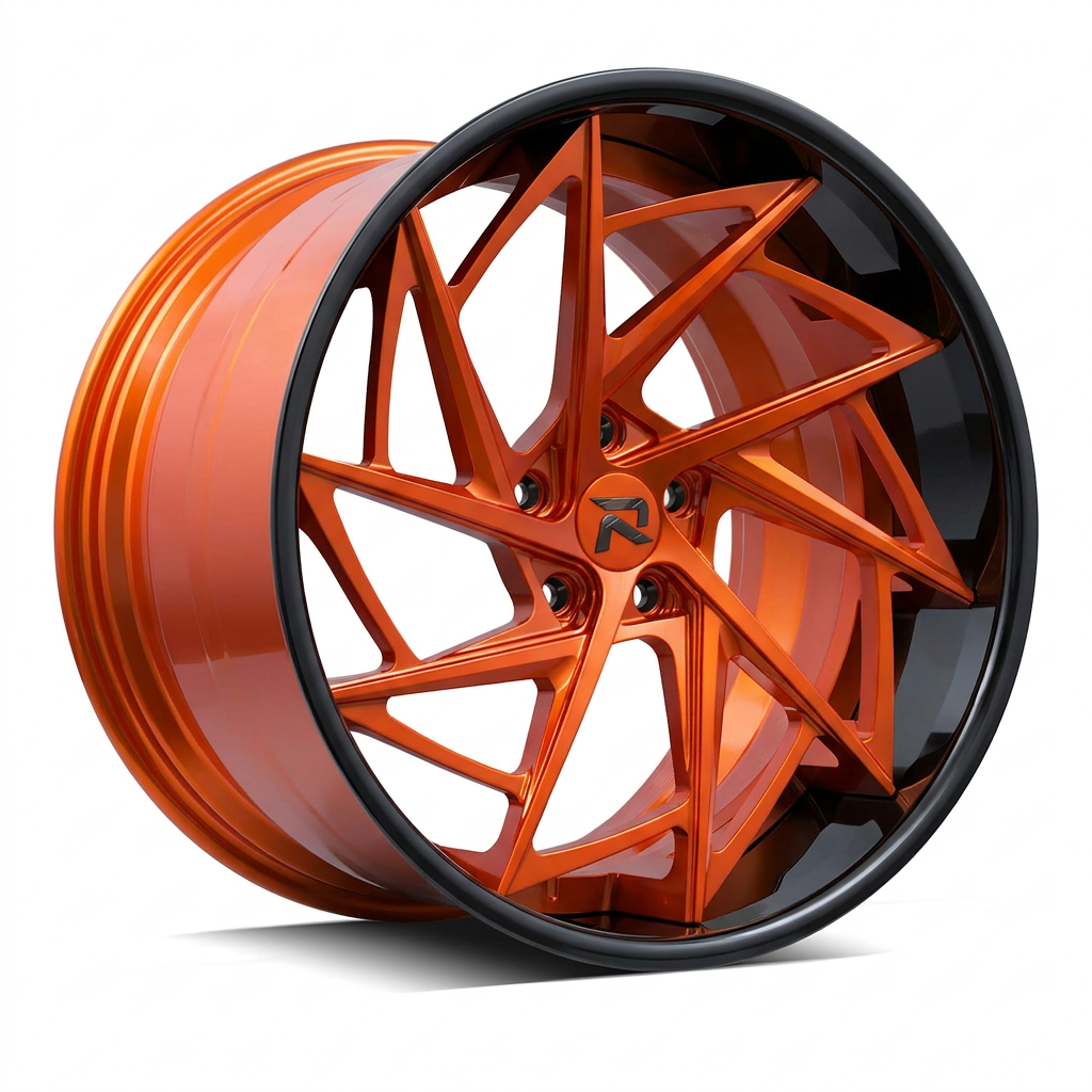 RZR XCVI forged wheel — Candy Orange / Gloss Black Lip