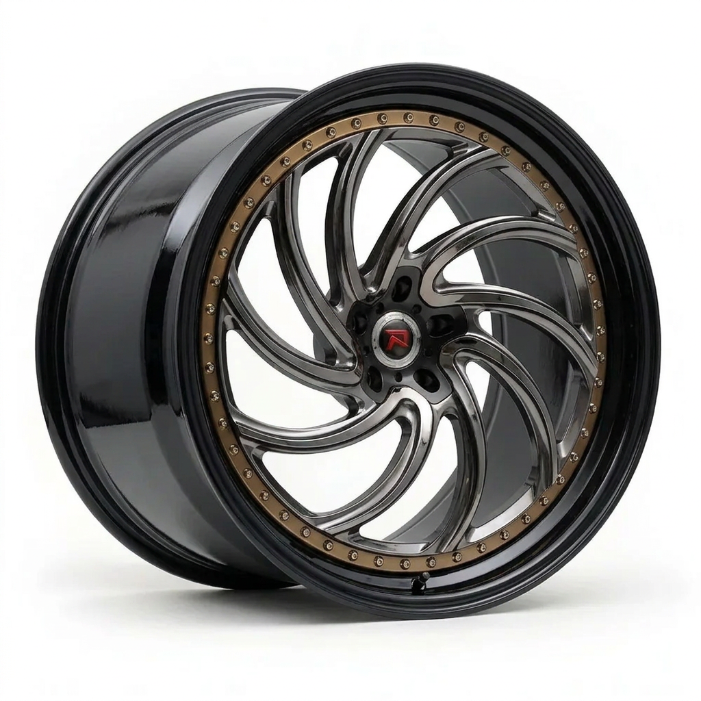 RZR XXIII forged wheel — Smoked Chrome / Gloss Black