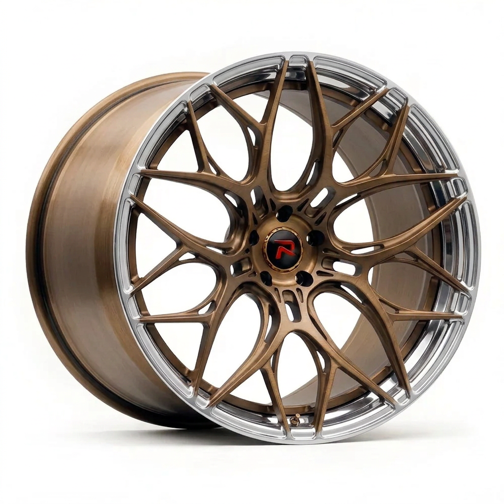 RZR LIV forged wheel — Brushed Bronze / Polished Lip