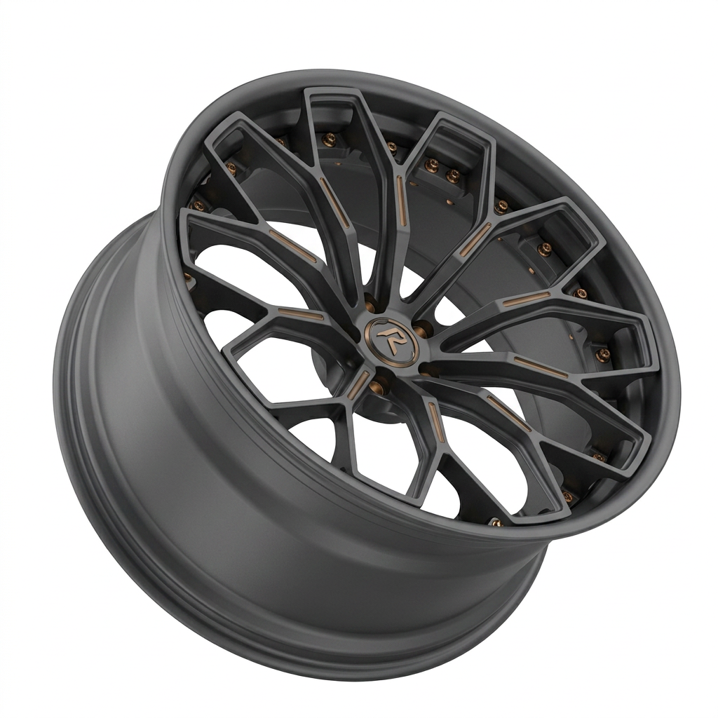 RZR LXVI forged wheel — Matte Anthracite / Bronze Hardware
