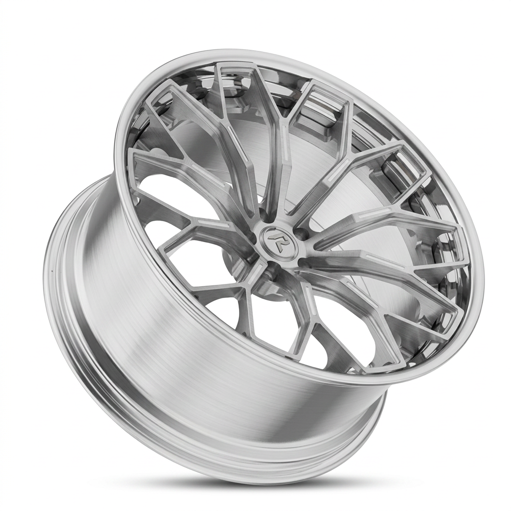 RZR LXVI forged wheel — Brushed Silver / Polished Lip