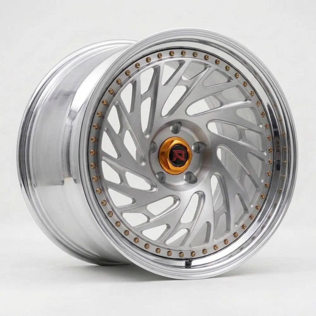RZR LVI forged wheel — Brushed Silver / Polished Lip