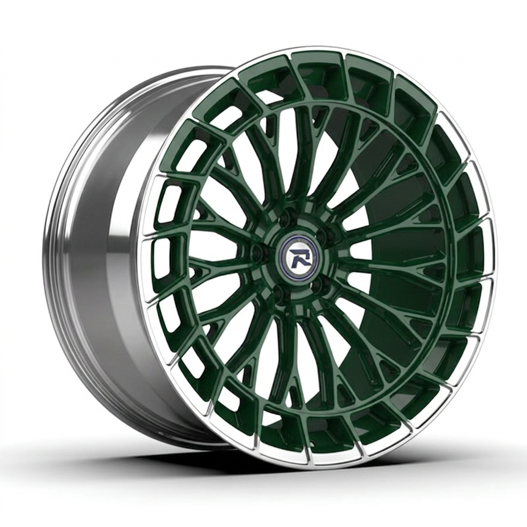 RZR CXIX forged wheel — British Racing Green / Polished Lip