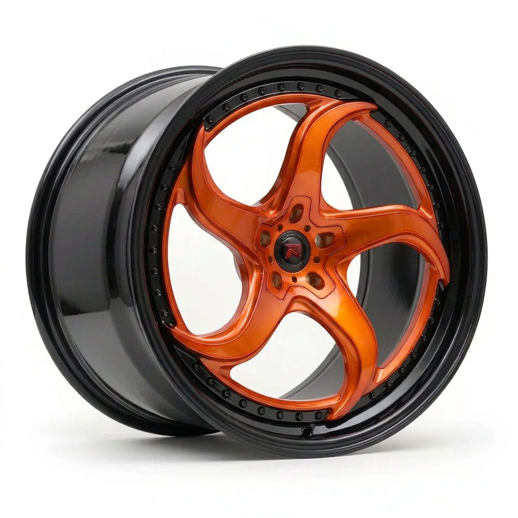 RZR XXVII forged wheel — Candy Orange / Gloss Black Lip