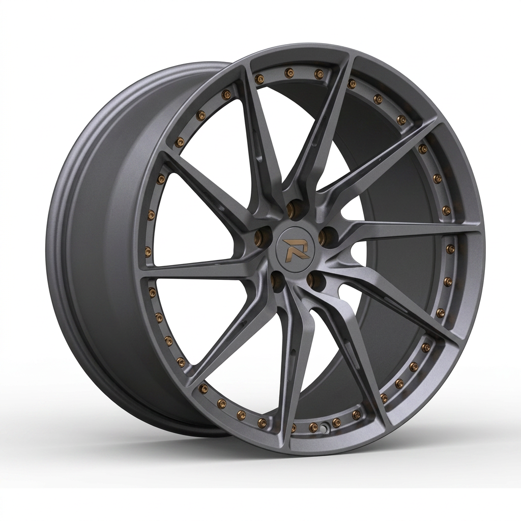 RZR CXLIV forged wheel — Matte Anthracite / Bronze Hardware