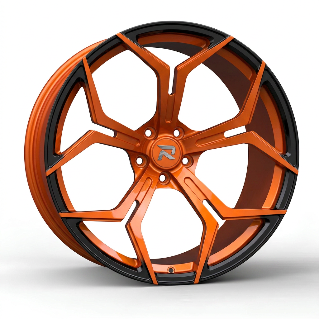 RZR CLXXV forged wheel — Candy Orange / Gloss Black Lip