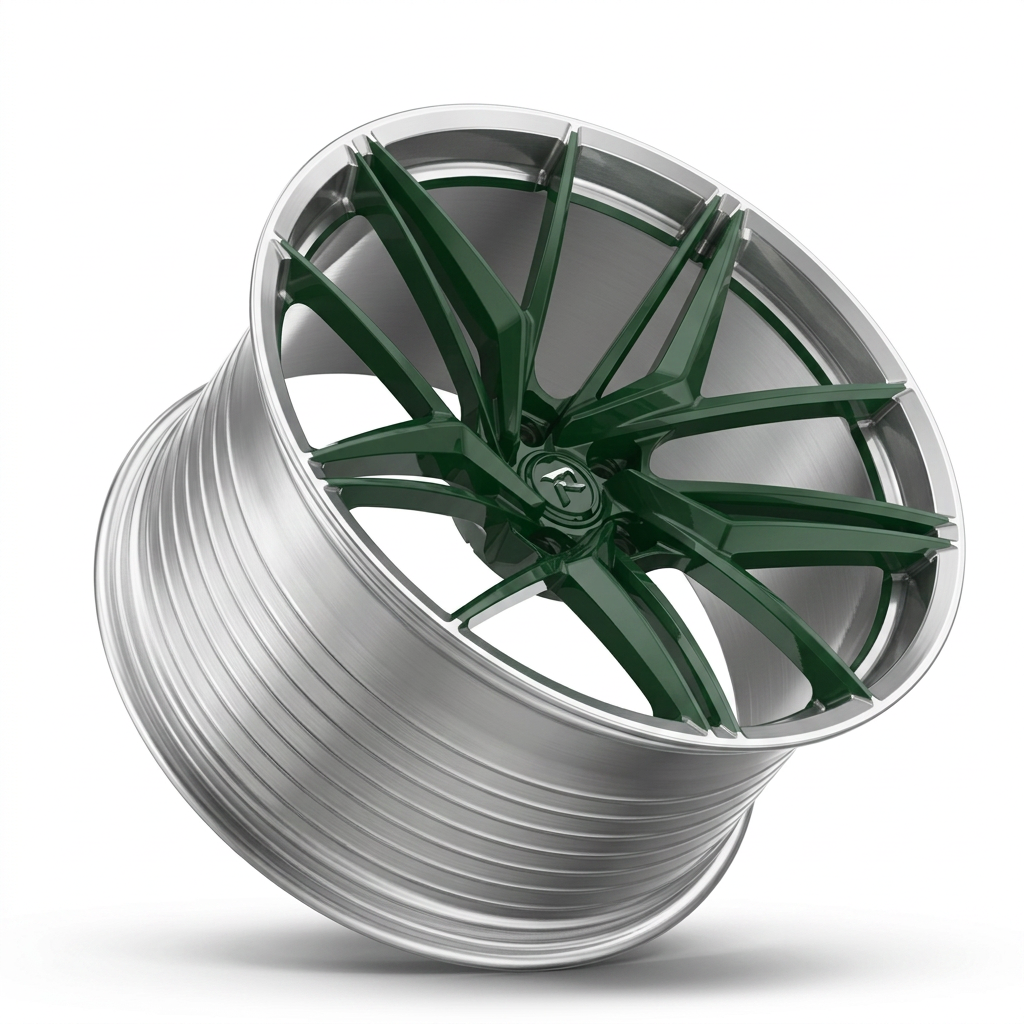 RZR LXXV forged wheel — British Racing Green / Polished Lip
