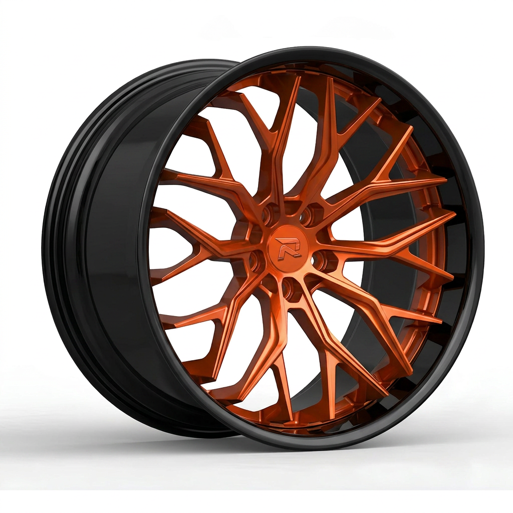 RZR CXCVI forged wheel — Candy Orange / Gloss Black Lip