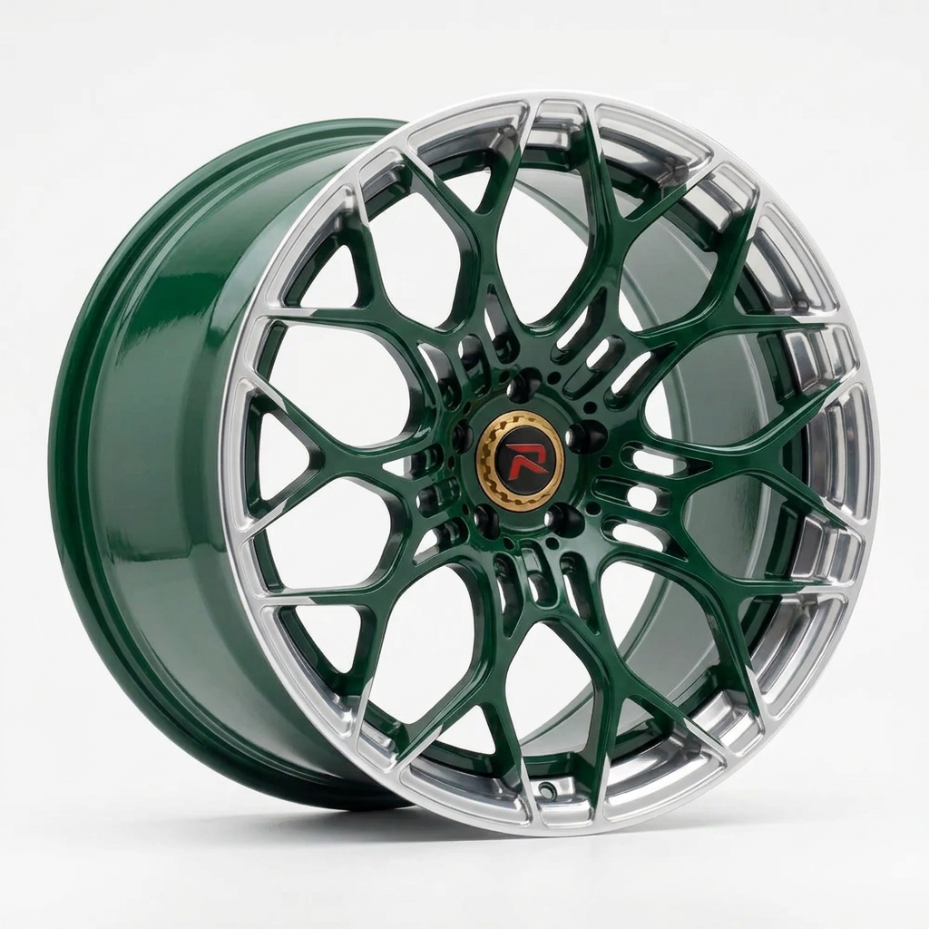 RZR XLV forged wheel — British Racing Green / Polished Lip
