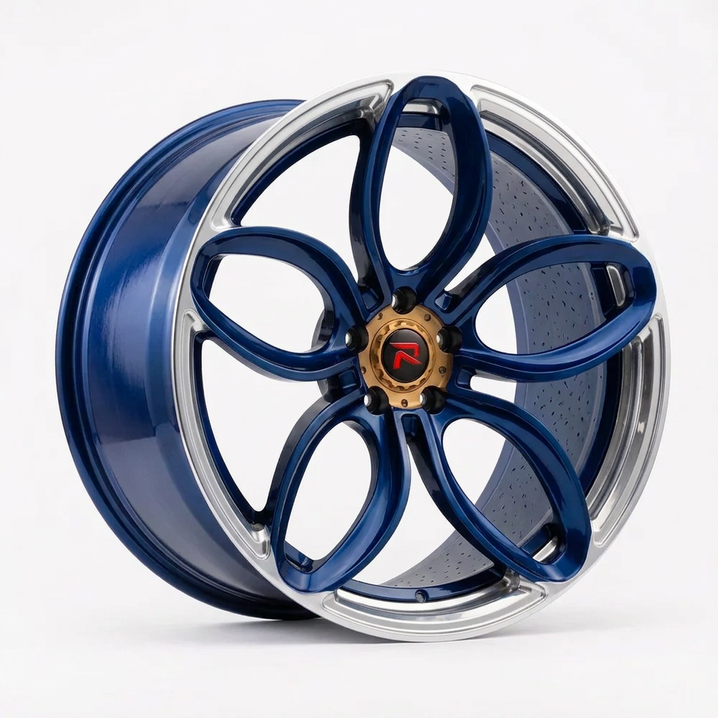 RZR XLVIII forged wheel — Candy Blue / Polished Lip