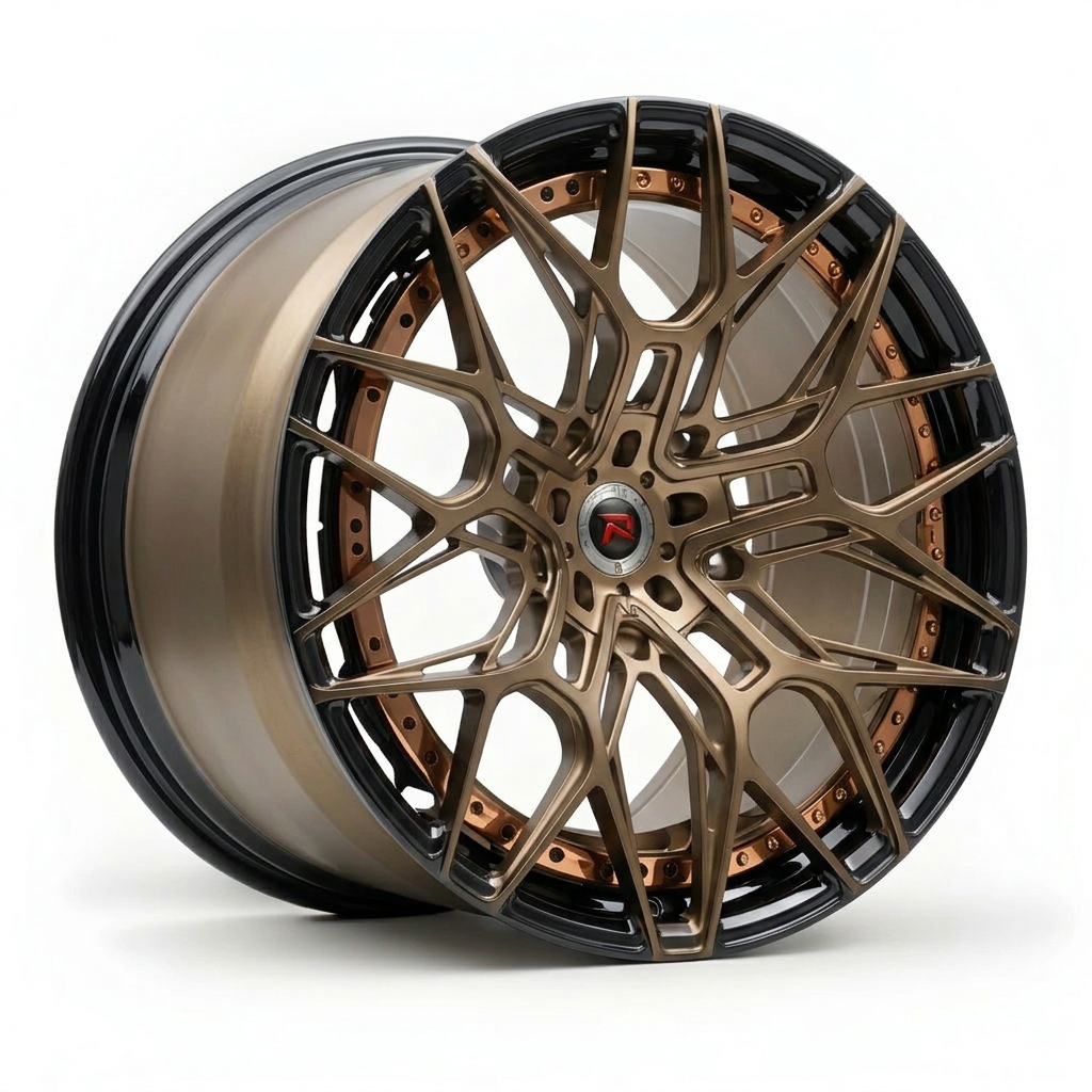 RZR XX forged wheel — Satin Bronze / Gloss Black Lip
