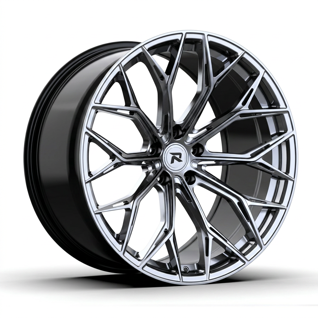 RZR CLI forged wheel — Liquid Silver Chrome / Black Accents