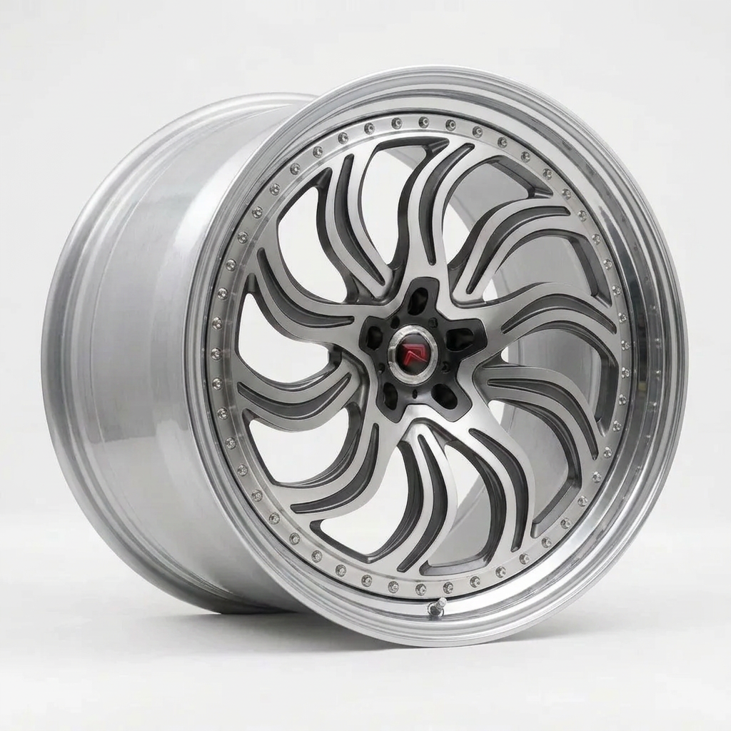 RZR XXXIII forged wheel — Graphite Machined / Polished Lip