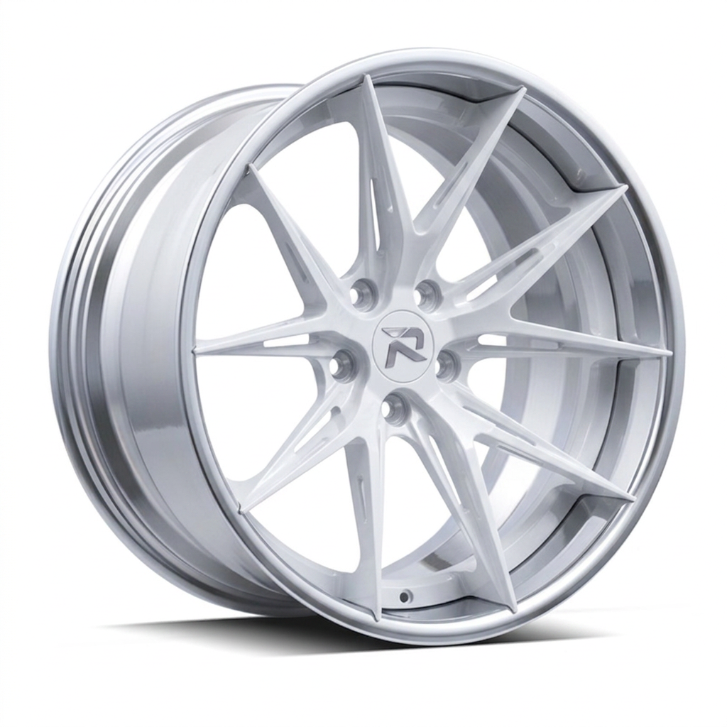 RZR XCII forged wheel — Gloss White / Polished Lip