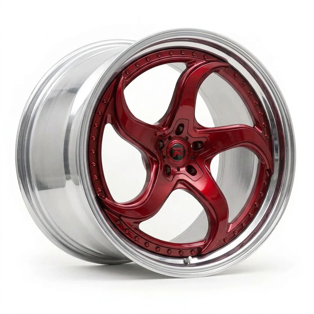 RZR XXVII forged wheel — Candy Red / Polished Lip