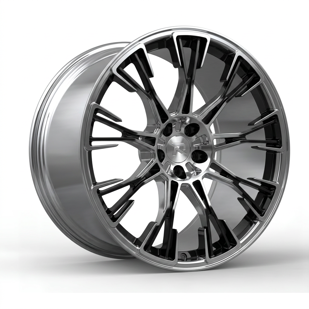 RZR CLXXX forged wheel — Liquid Silver Chrome / Black Accents