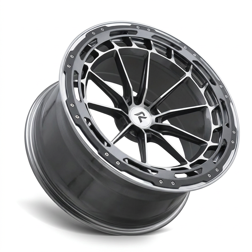 RZR LXX forged wheel — Graphite Machined / Polished Lip