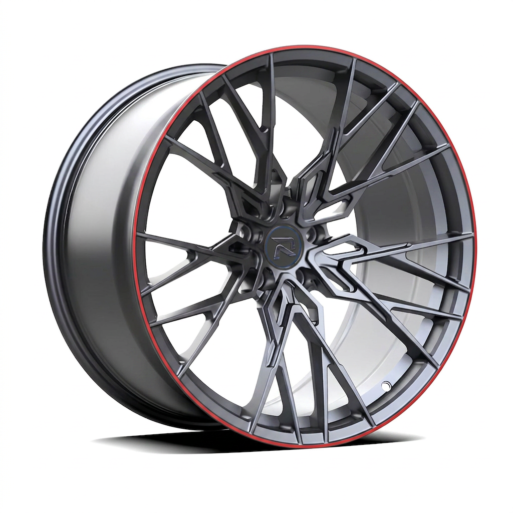 RZR CXLII forged wheel — Gunmetal / Red Pinstripe