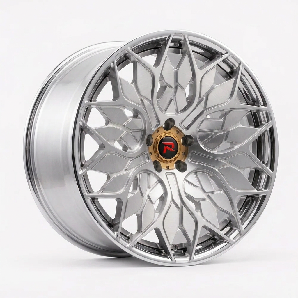 RZR L forged wheel — Brushed Silver / Polished Lip