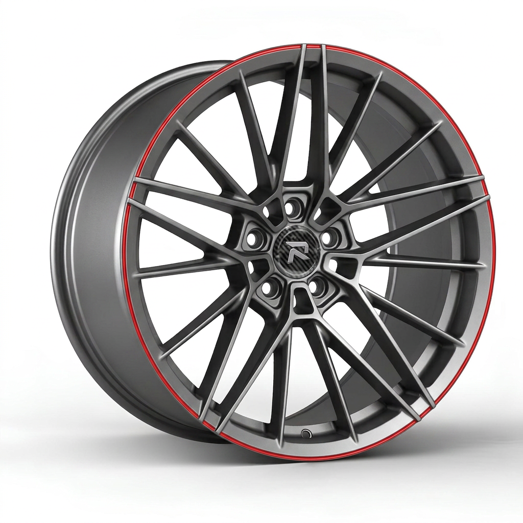 RZR CLVIII forged wheel — Gunmetal / Red Pinstripe