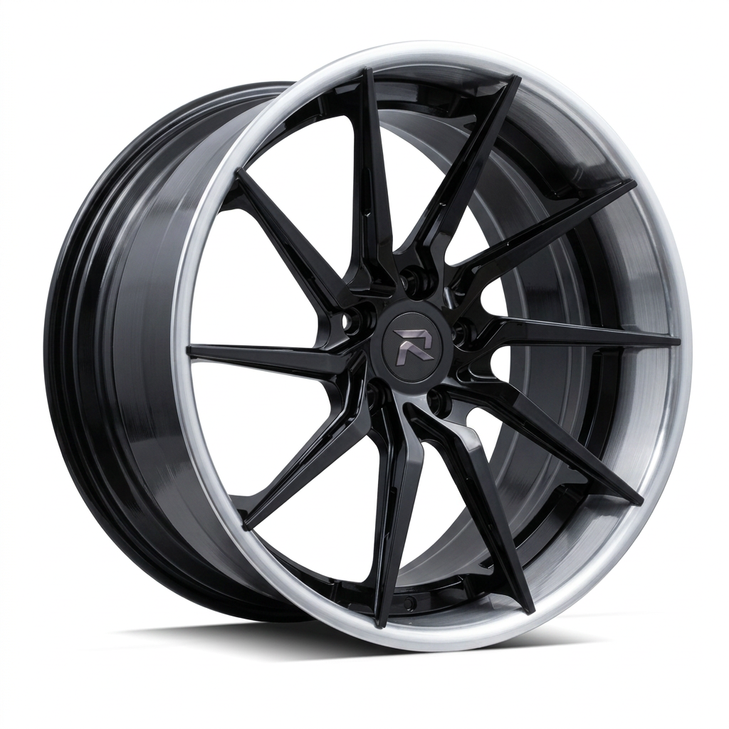 RZR XCIV forged wheel — Gloss Black / Polished Lip