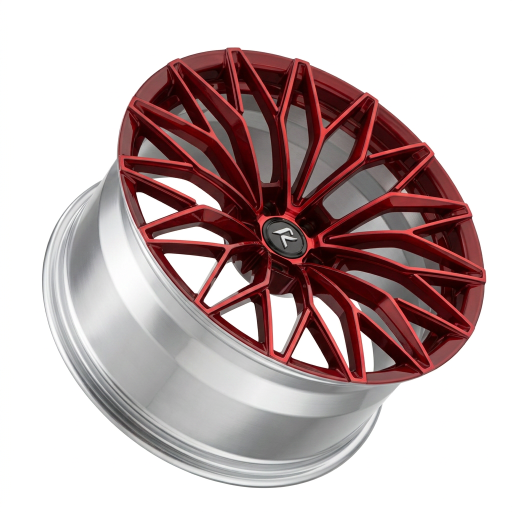RZR LXXIX forged wheel — Candy Red / Polished Lip