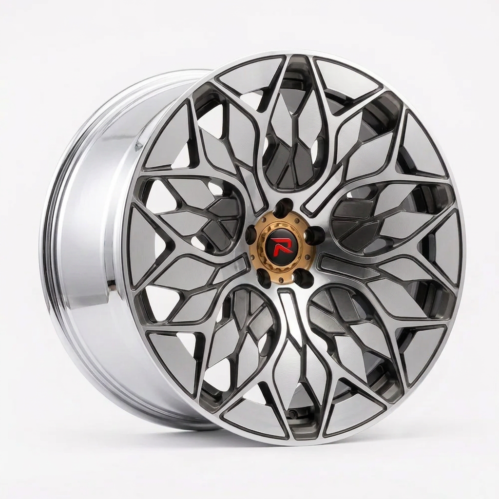 RZR L forged wheel — Graphite Machined / Polished Lip
