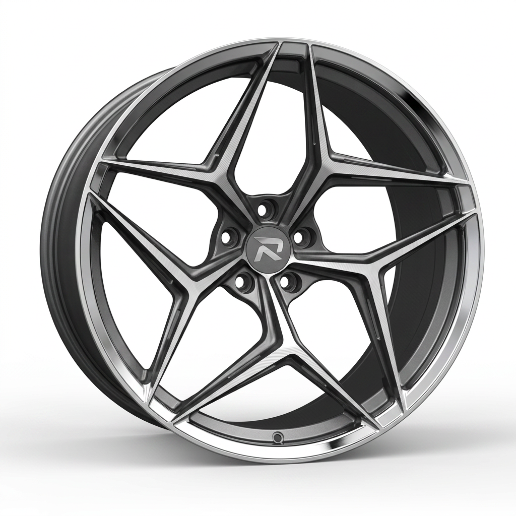 RZR CLXII forged wheel — Graphite Machined / Polished Lip