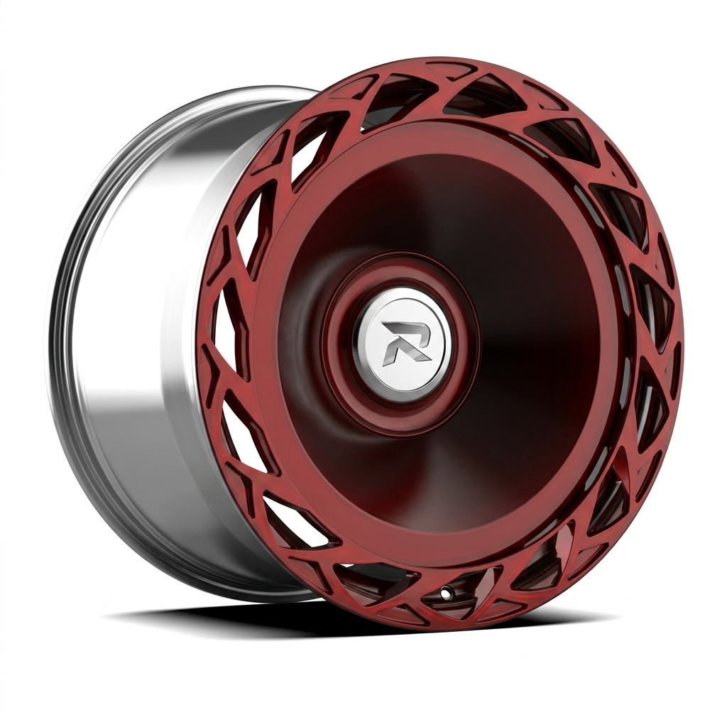 RZR CLXXXIII forged wheel — Candy Red / Polished Lip
