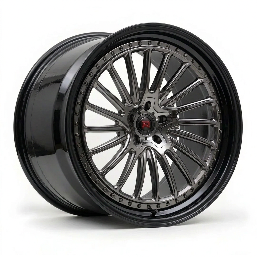 RZR XXV forged wheel — Smoked Chrome / Gloss Black
