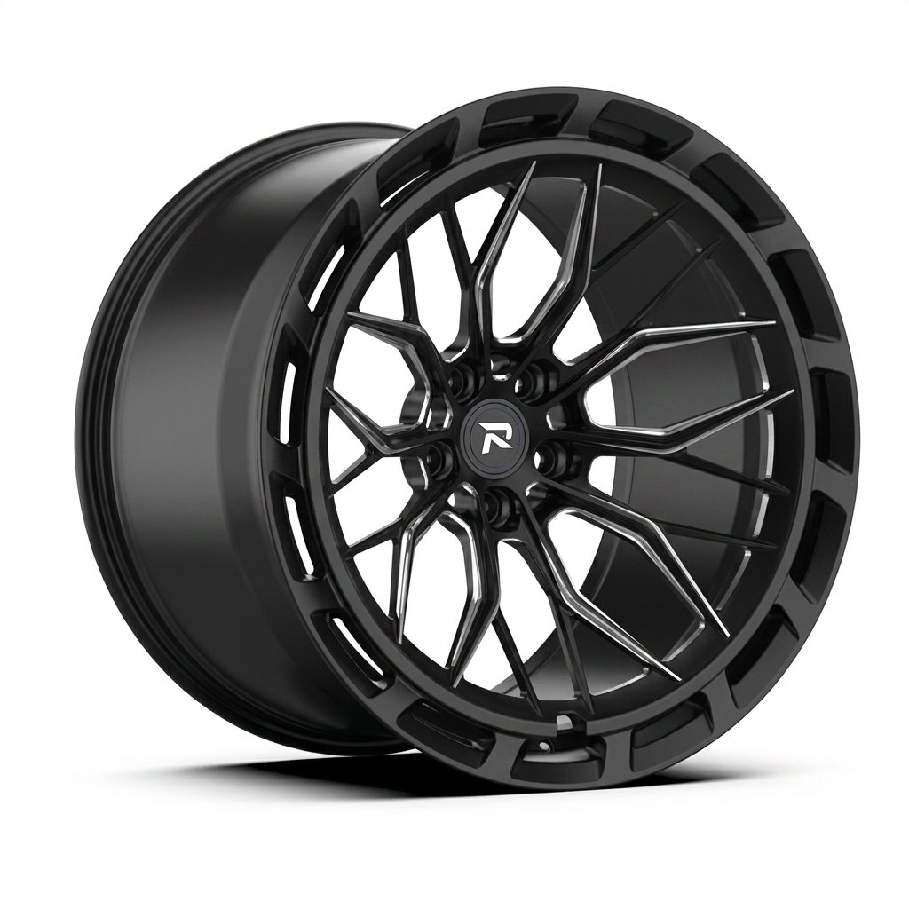 RZR CXLVIII forged wheel — Matte Black / Milled Edges