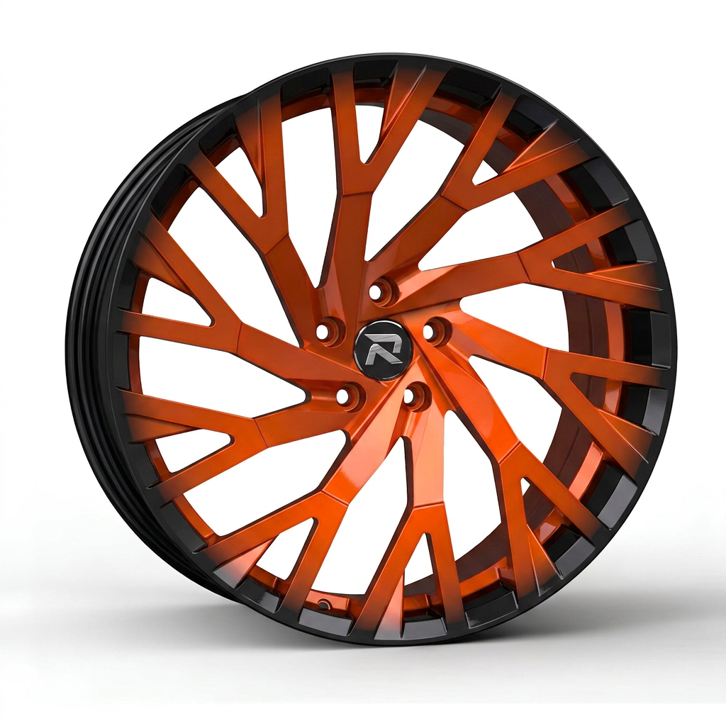 RZR CCV forged wheel — Candy Orange / Gloss Black Lip